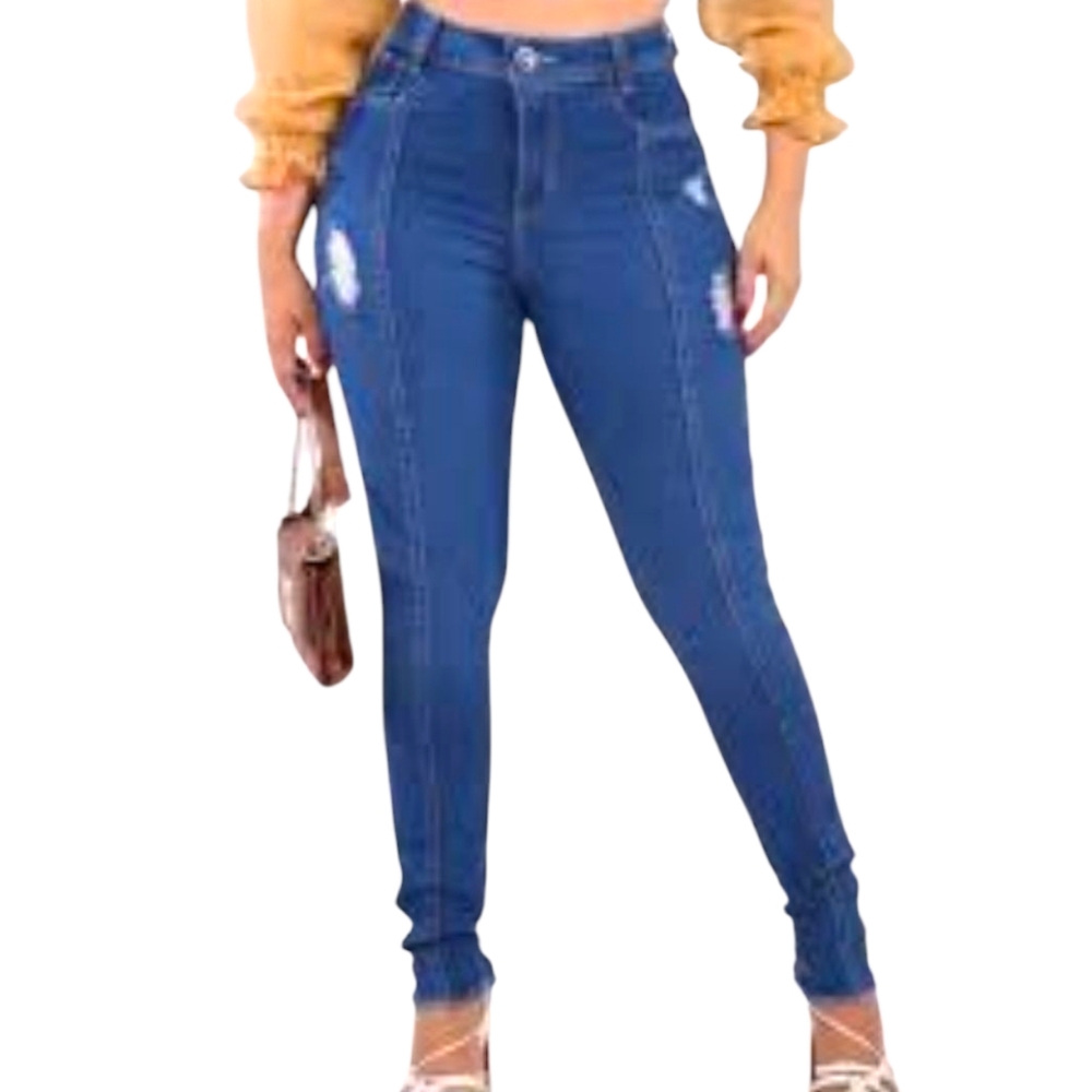 New 💙 Women's Medium Blue Wash High Waist Ripped Skinny Jeans